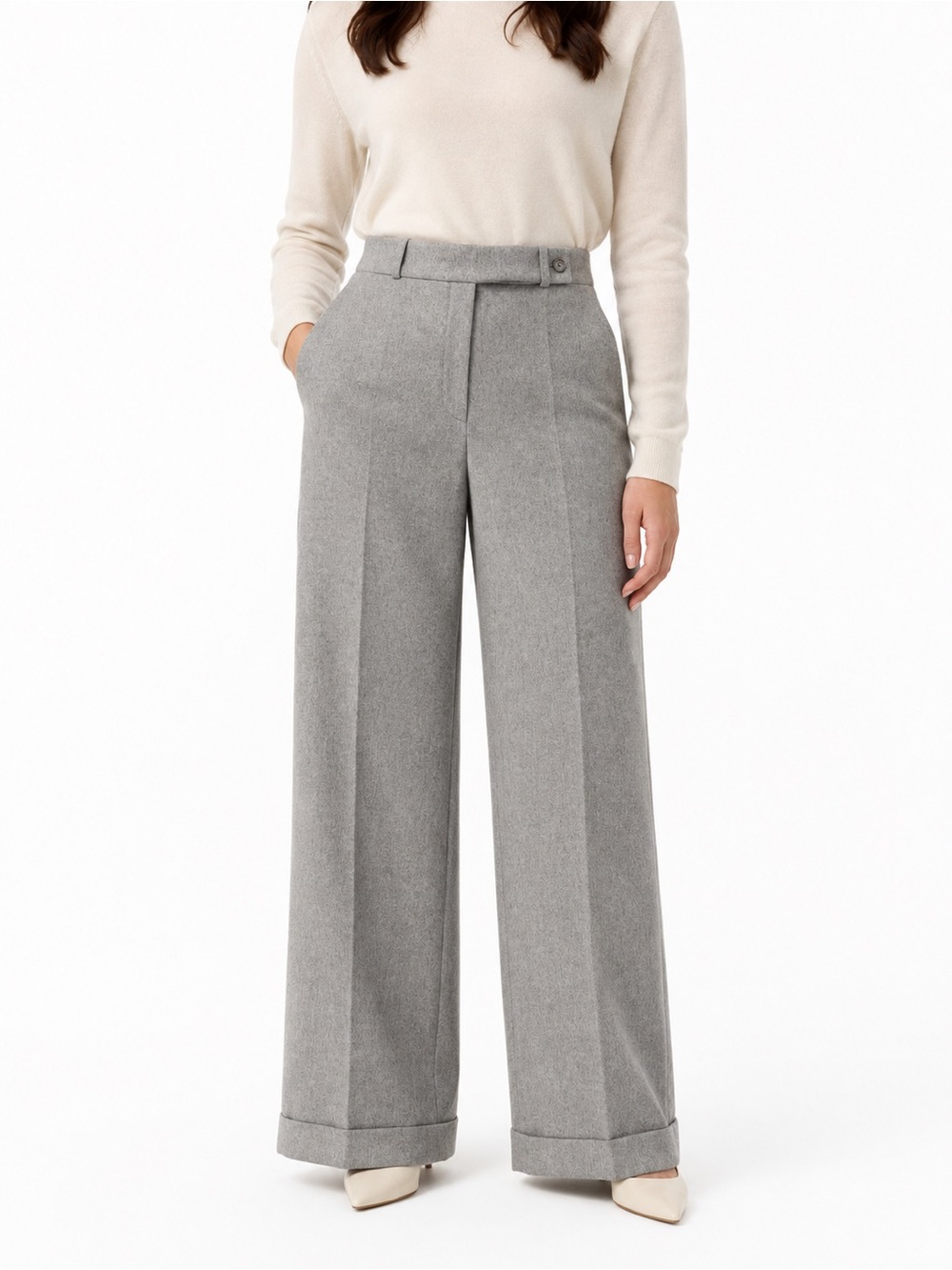 CELINE 100% Cashmere Wide Leg Trousers FR 42 | 100% Silk Lined Made in France